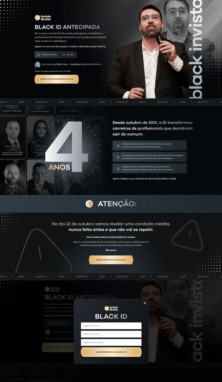 Página do projeto Black ID · Invisto Direito
