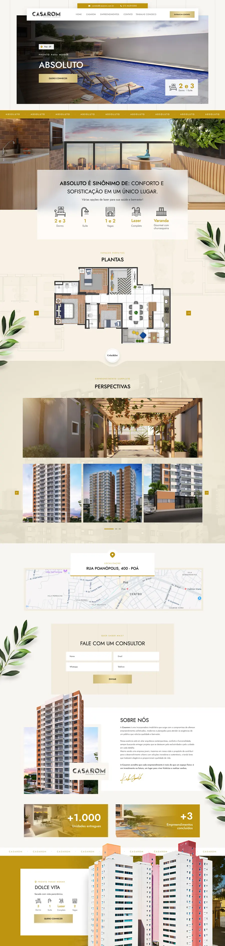 Página do projeto Casarom Empreendimentos