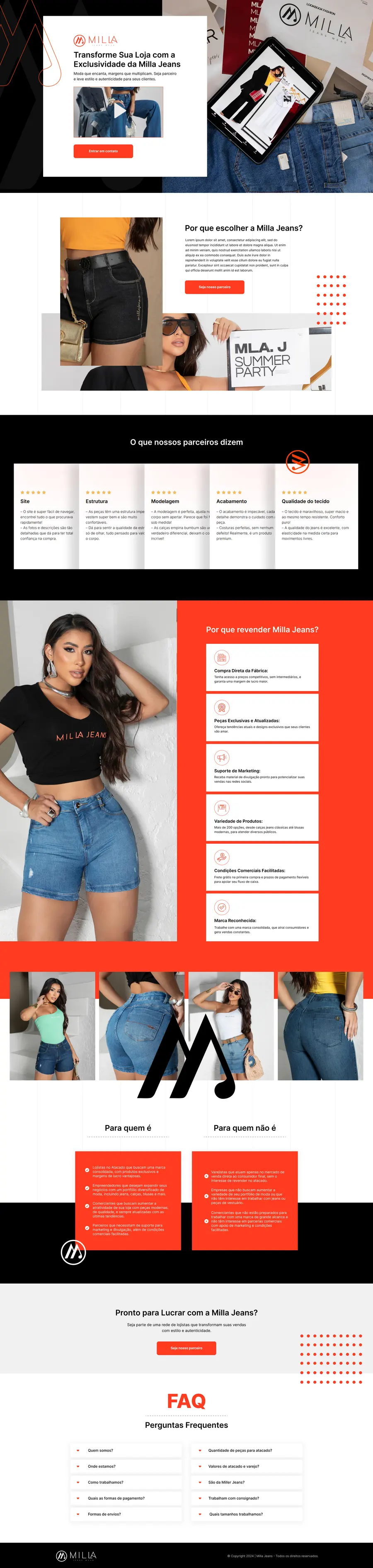 Página do projeto Milla Jeans Wear